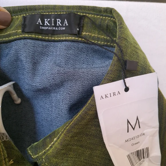 Akira Moss Green Distressed Velvet Cropped Jacket Size M - Picture 13 of 14